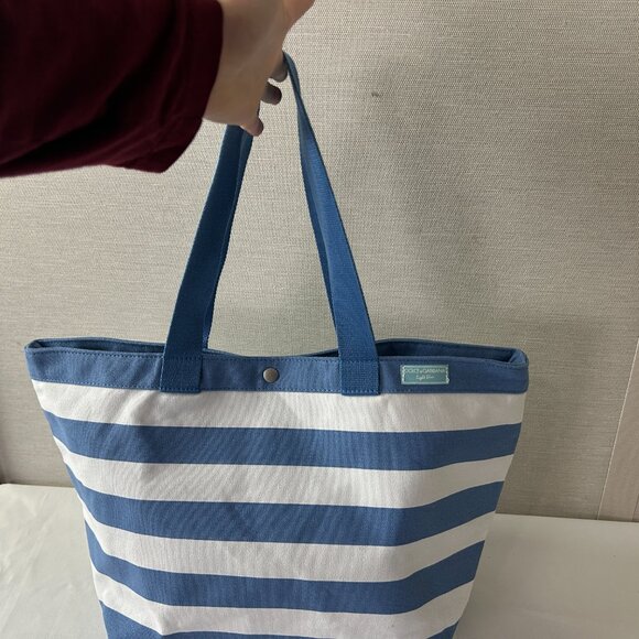 DOLCE & GABBANA Light Blue Striped Canvas Tote Bag - Picture 3 of 12
